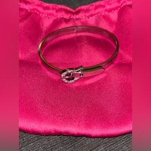 Vintage Y2K Juicy Couture Silver/Crystal Belt Buckle Adjustable Bangle Bracelet
